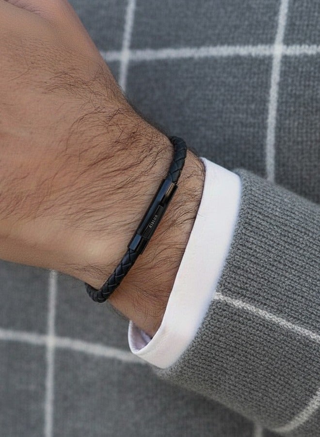 Riblor Fabio Leather Bracelet Black And Black - Image 2